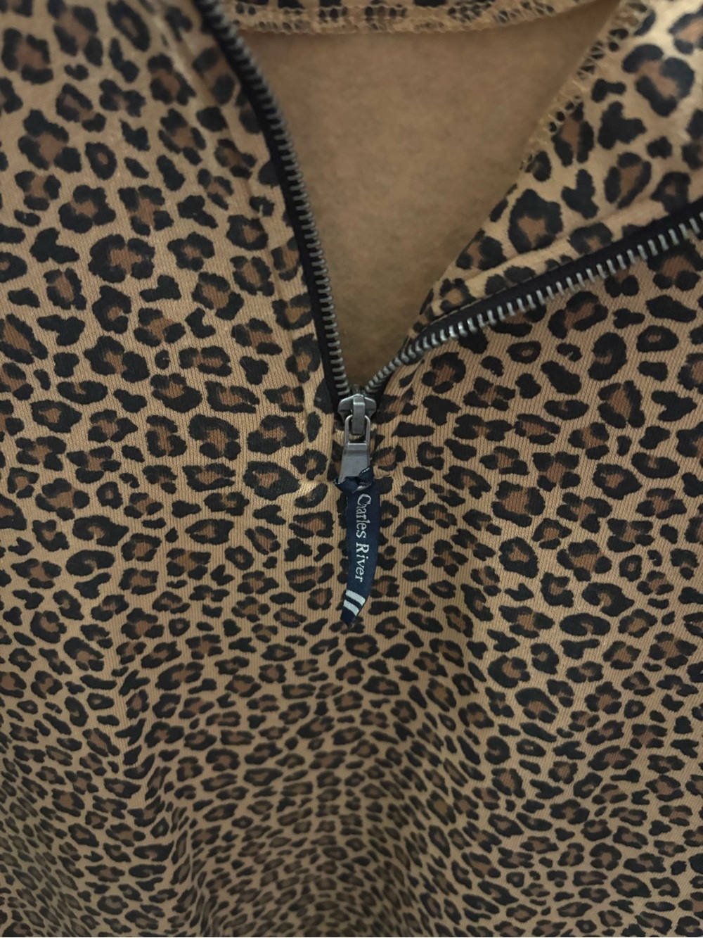 Charles River Apparel Leopard Print Quarter-Zip - Brown/Black - Picture 2 of 4